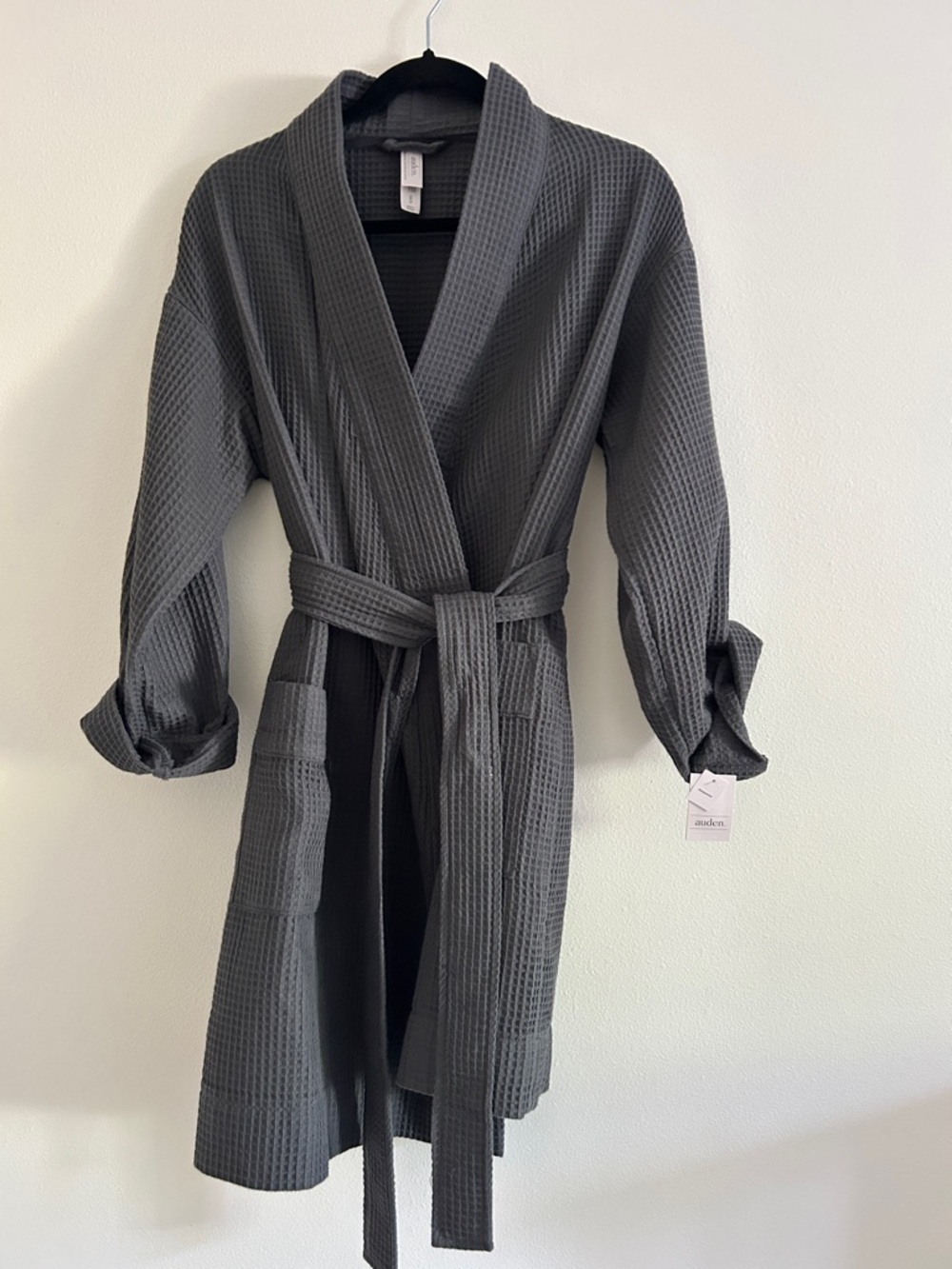 Auden Charcoal gray Waffle Knit Sleepwear Robe NWT XS/S